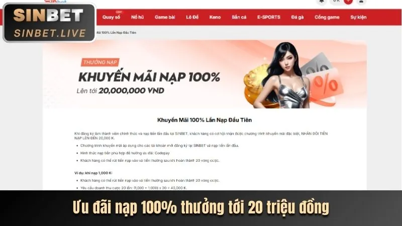 Thưởng Chào Mừng 100% Cho Thành Viên Mới